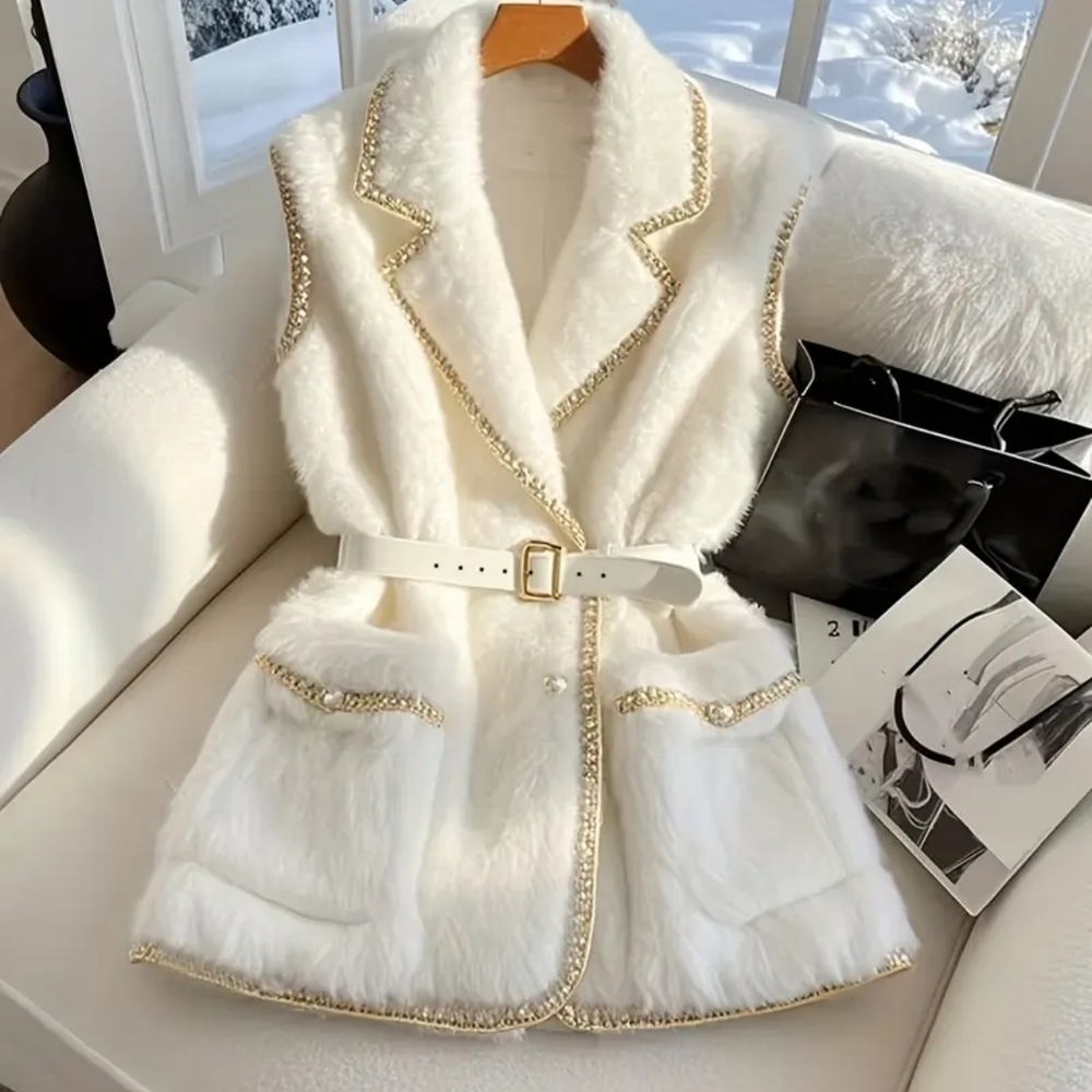 Bespoke White and Gold Women's Vest